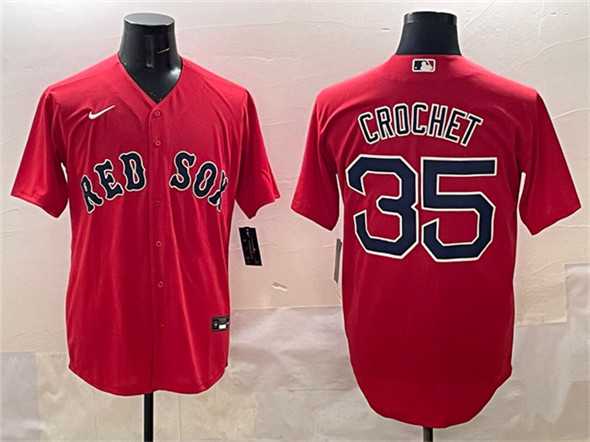 Men%27s Boston Red Sox #35 Garrett Crochet Red Cool Base Stitched Jersey